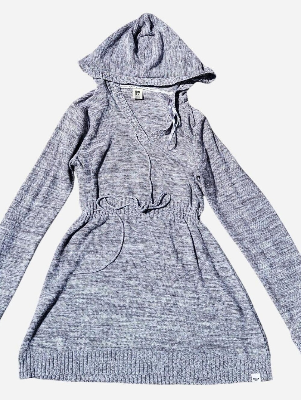 Roxy Light Heather Gray Hooded Knit Tunic